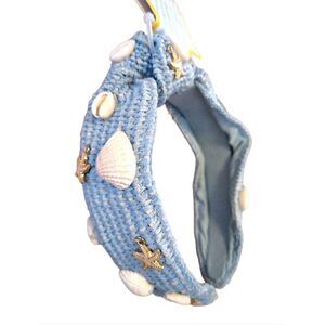 Sunday State Light Blue Seashell Embellished Woven Headband NWT